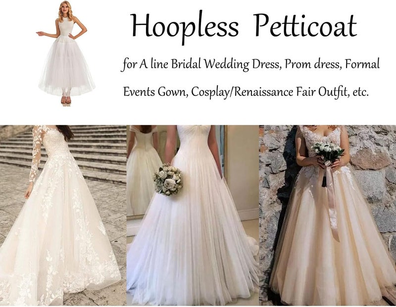 AWSALE Hoopless Petticoat Crinoline Slip Underskirt for Bridal Wedding Dress WPT109 - Image 2