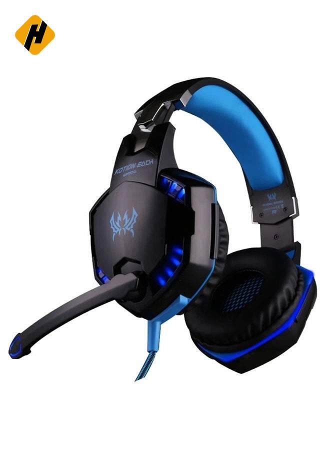HuHa G2000 Gaming Headphone Headset Stereo Bass Over-ear Headband Mic PC Blue  - Image 3