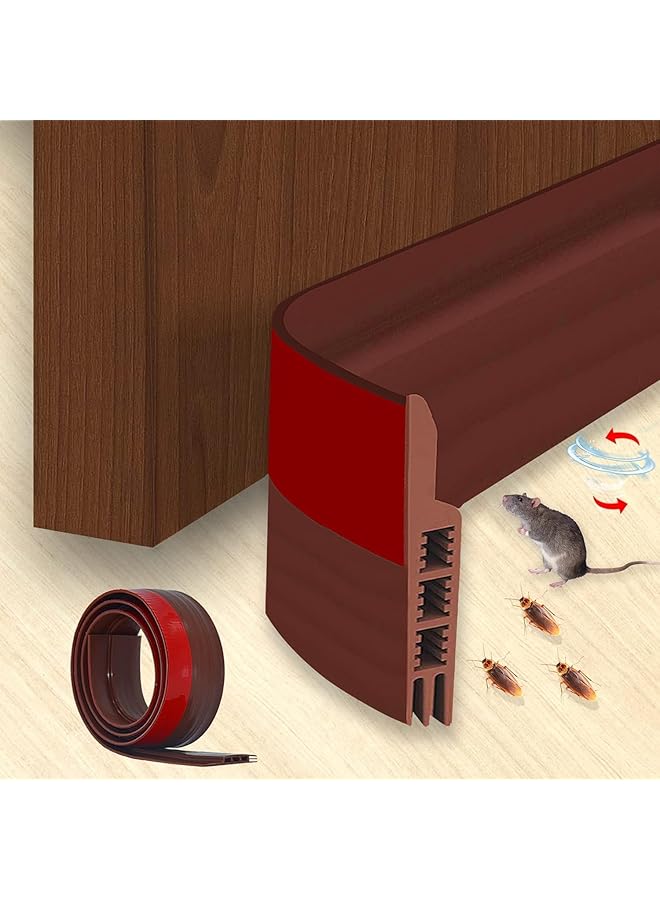 The Bros Door Draft Stopper, Waterproof Bottom Door Sweep Weather Stripping, Soundproof Adjustable Adhesive Under Door Draft Blocker Insulator, Door Seal for Exterior Interior Doors (Brown) - Image 1