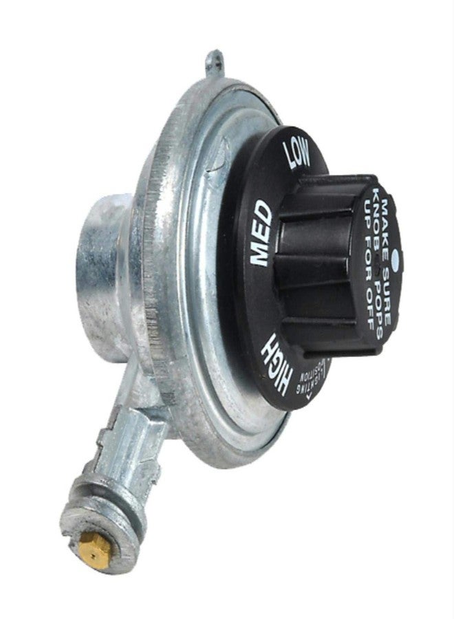 مستر. هيتر منظم غاز البروبان المحمول من مستر هيتر F273769، يُوضع على سطح الطاولة، مزود بمدخل لولبي أنثوي قابل للاستبدال مقاس 1 بوصة - 20 ومخرج بفتحة، متعدد الألوان، عادي، فضي - Image 2