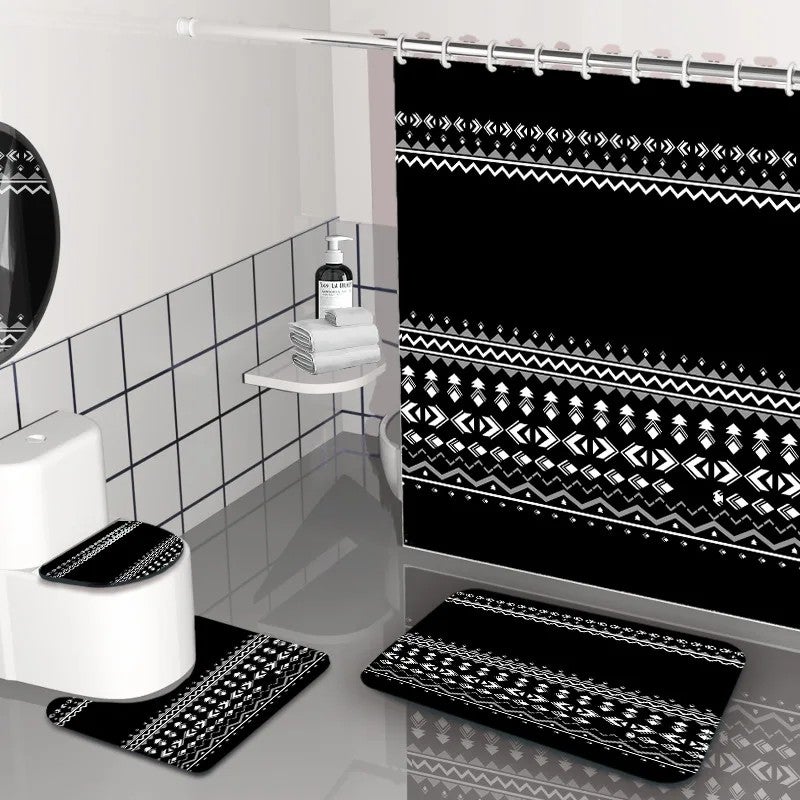 Y&D Summer Anne's  Retro Bohemian Style Bathroom 4PCS Set Shower Curtain Rug Set - Image 5