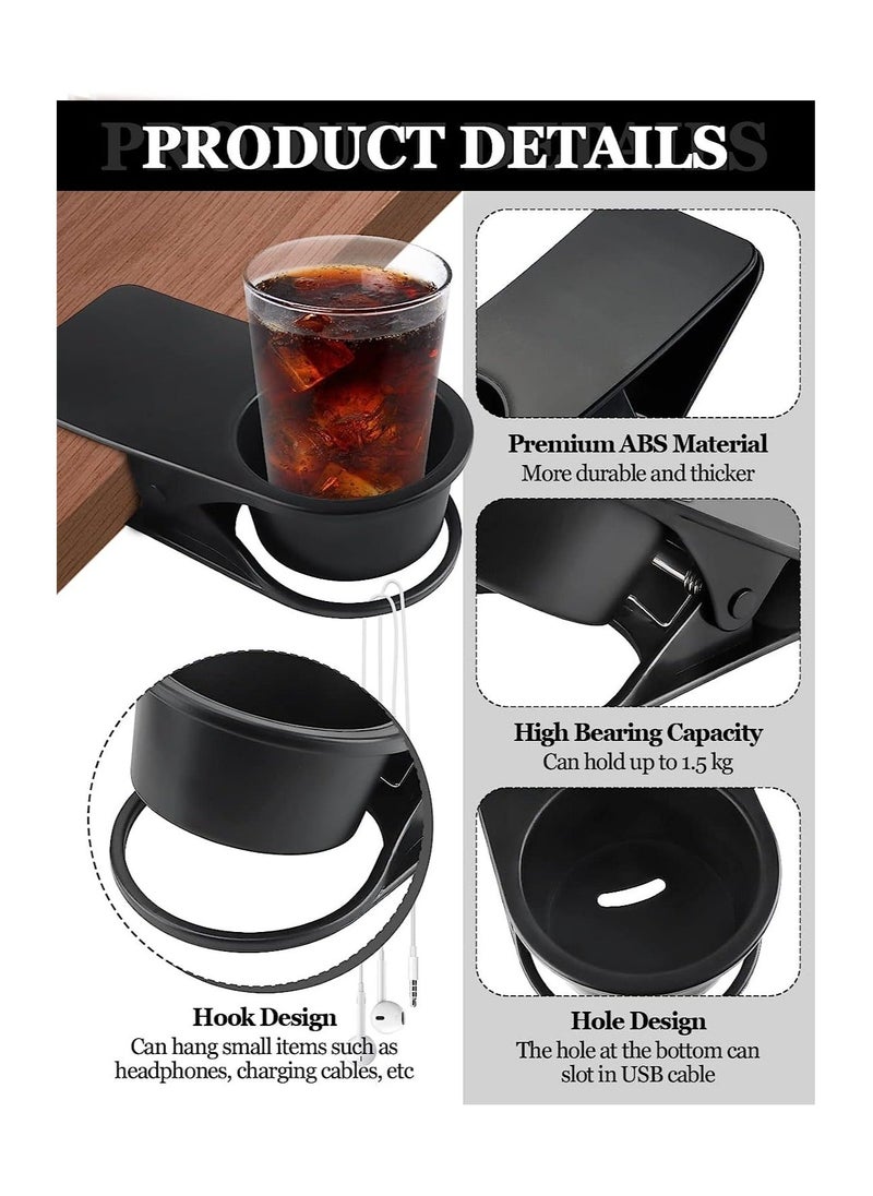 Generic Table Drink Cup Holder Clip Desk Bottle Cup Stand Prevent Water Spillage Desk Side Clip for Water Drink Beverage Soda Coffee Mug Holder Saucer Clip 2Pcs Black  - Image 2