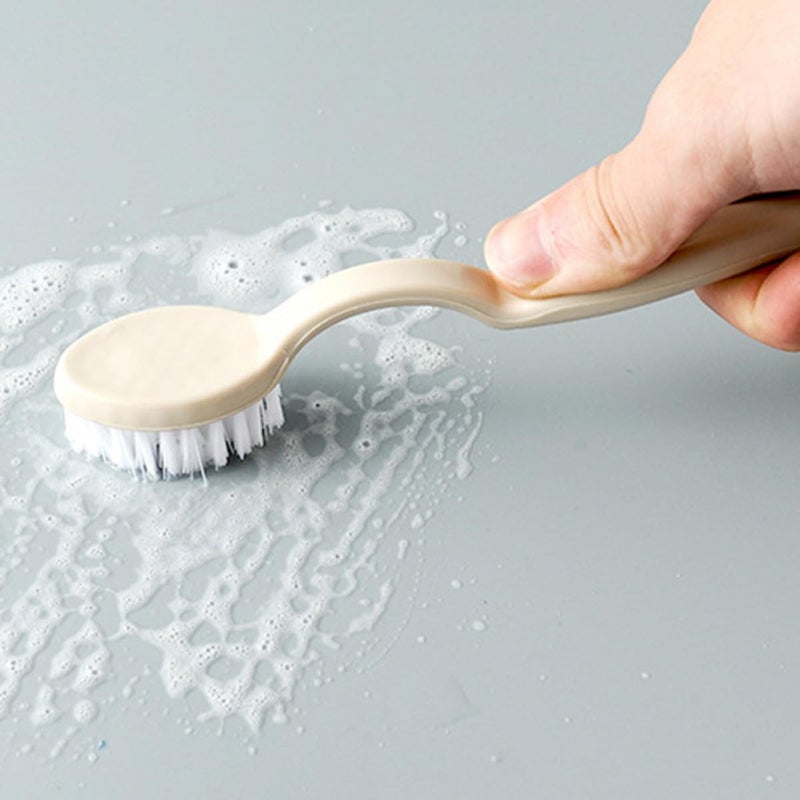 Dual Color Shoe Brush Set Soft Bristles for Shoes Floors Bathtubs Beige Grey - Image 5
