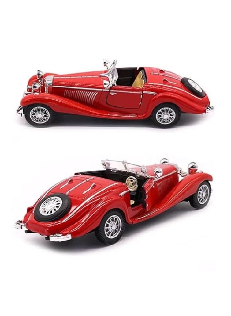 سيارات نموذجية كلاسيكية قديمة معدنية مصنوعة من الصلب بأبعاد 1:28 مع خاصية السحب للخلف، هدية تذكارية (باللون الأحمر، الطول 6.5 بوصة/16.8 سم) - Image 3