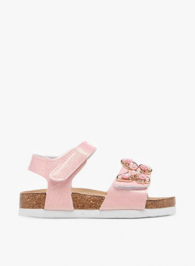 Butterfly Accent Sandals with Hook and Loop Closure