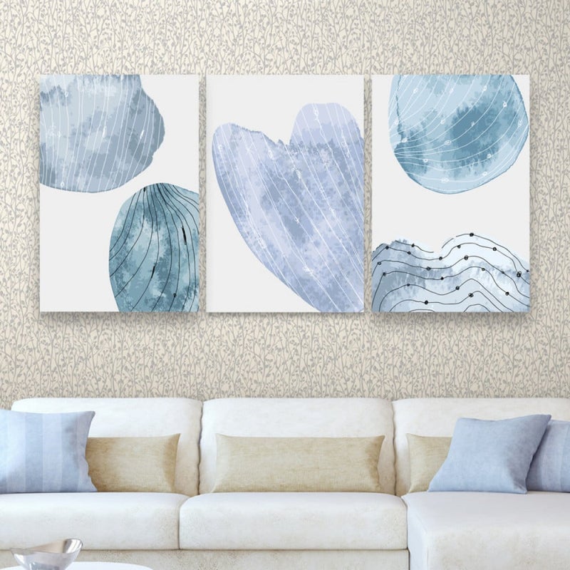 Marktna Three luxurious modern canvas prints with a hollow frame, measuring (90×40), three pieces - Image 1