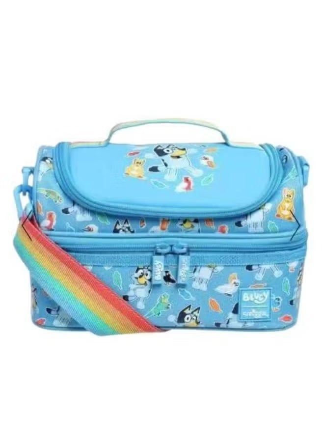 Cartoon print bento bag, double-layered, large capacity, insulated lunch bag for students, suitable for school, picnics, and other occasions.