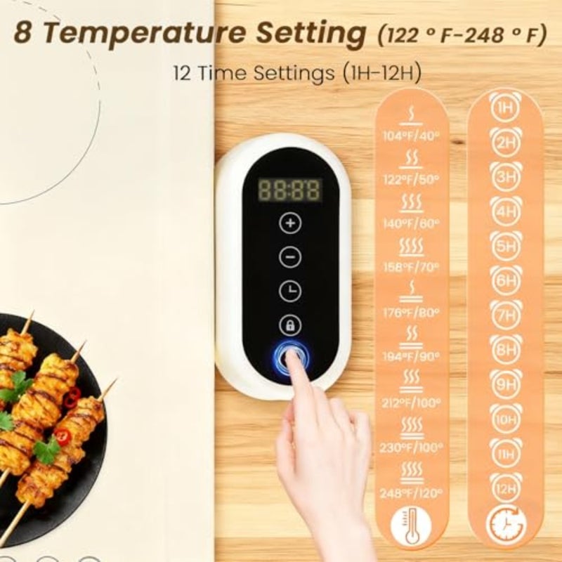 Electric Warming Trays for Buffets Party, Warming Mat for Food 8 Temperature Settings, 12H Timer, Heating Mat for Food, Portable, Child Lock, Food Warming Mats for Countertop Gathering Sabbath - Image 2