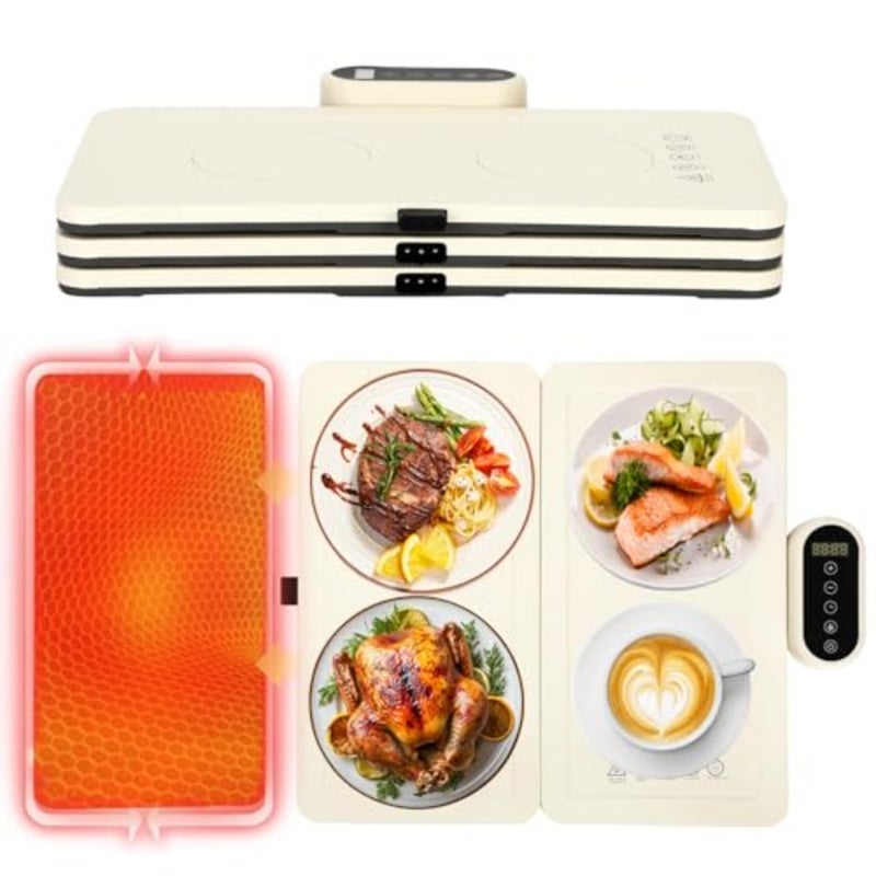 Electric Warming Trays for Buffets Party, Warming Mat for Food 8 Temperature Settings, 12H Timer, Heating Mat for Food, Portable, Child Lock, Food Warming Mats for Countertop Gathering Sabbath - Image 1