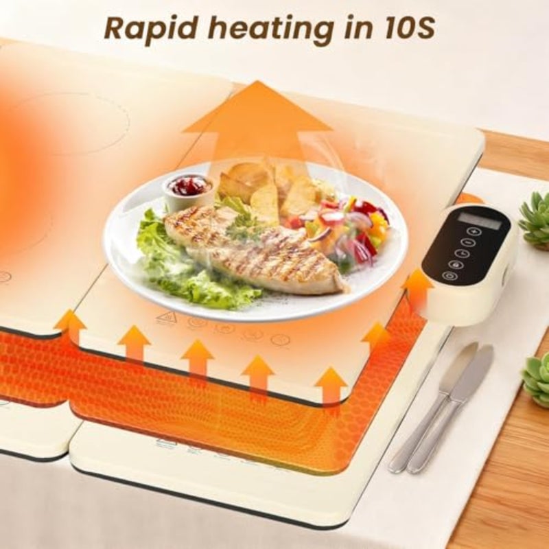 Electric Warming Trays for Buffets Party, Warming Mat for Food 8 Temperature Settings, 12H Timer, Heating Mat for Food, Portable, Child Lock, Food Warming Mats for Countertop Gathering Sabbath - Image 3