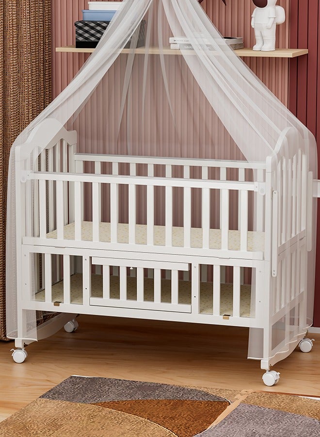 FUN MOMENT Classic And Elegant Baby Cot With Storage Space and mosquito net130 x 70 cm - Image 3