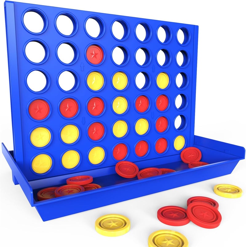 لعبة "Pup Go" الكبيرة بحجم 4 في صف واحد للأطفال من سن 3 إلى 8 سنوات، لعبة عائلية تعليمية مثالية في الحديقة للأولاد والبنات، لعبة استراتيجية للاعبين مع 6 أقراص احتياطية، تصميم قابل للطي (حجم كبير) - Image 1