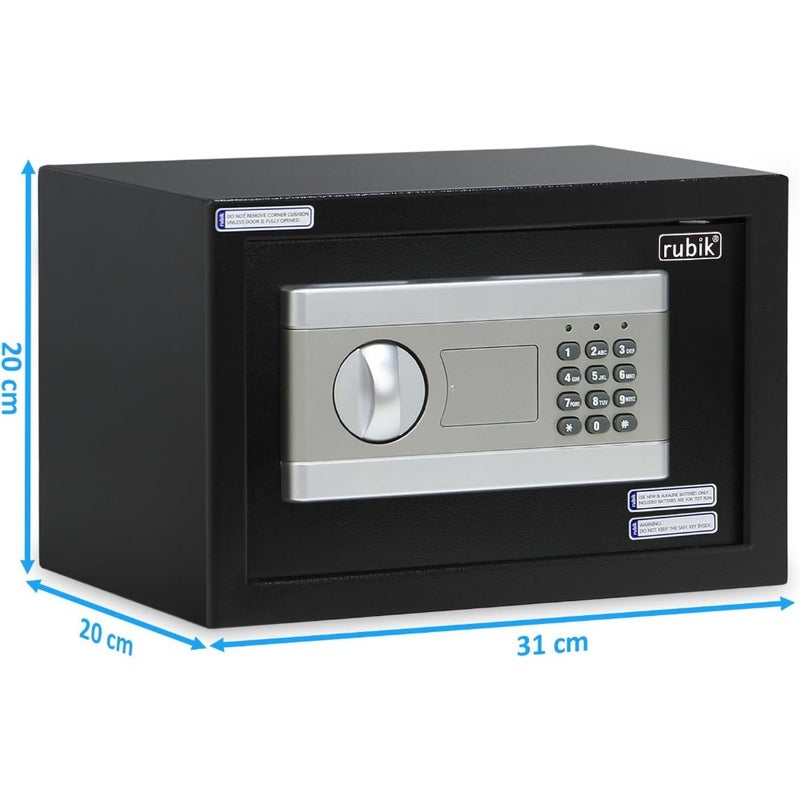Digital Safe Box with Key and Pin Code Lock for Home Office Cash Money Jewelry Safety 20x31x20cm RB20EP - Image 5