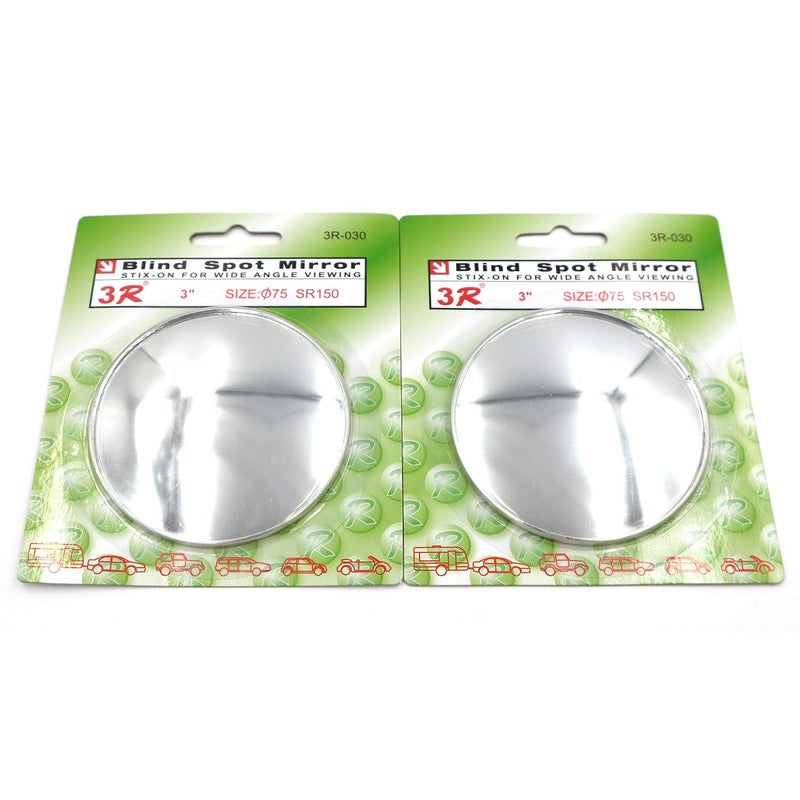 AutoE 2 PCS Wide Angle Convex car truck Auto Blind Spot Round Stick-On Side View Rearview Mirror (3 inch)