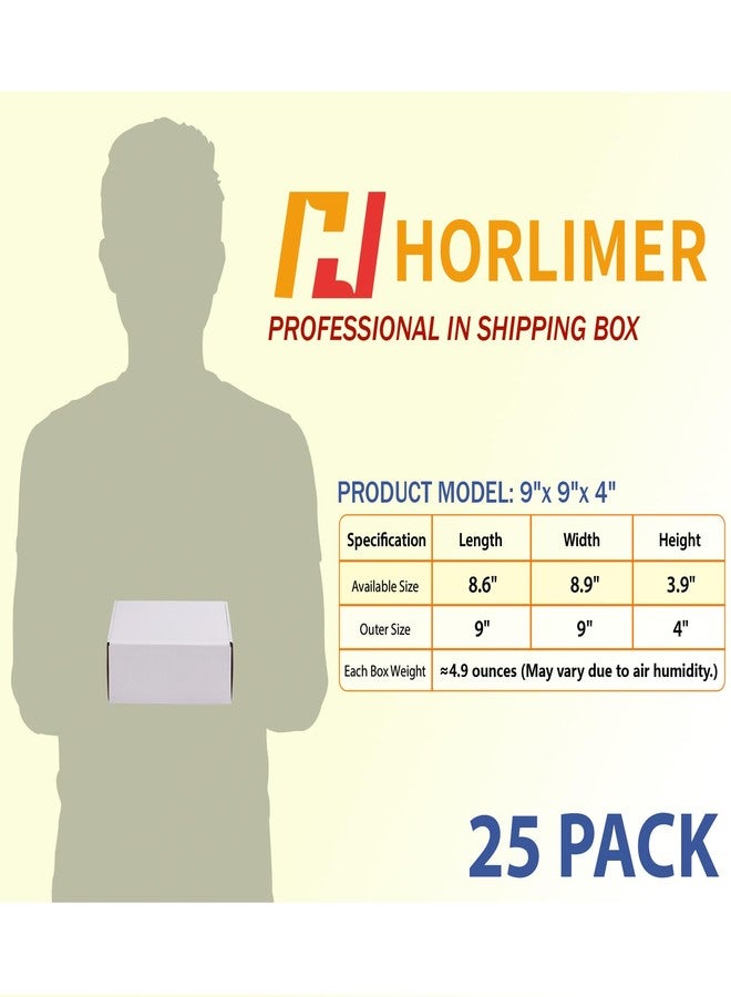 HORLIMER 9x9x4 inches Shipping Boxes Set of 25, White Corrugated Cardboard Box Literature Mailer - Image 2