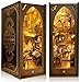 MOJINO Book Nook Kit MOJINO DIY Miniature 3D Puzzle Wooden Bookends Doll House with LED Lights for Bookshelf Decor Tiny Miniverse Model House Art Craft for Adults Gril Halloween Christmas Decoration Gift - Image 4