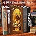 MOJINO Book Nook Kit MOJINO DIY Miniature 3D Puzzle Wooden Bookends Doll House with LED Lights for Bookshelf Decor Tiny Miniverse Model House Art Craft for Adults Gril Halloween Christmas Decoration Gift - Image 2
