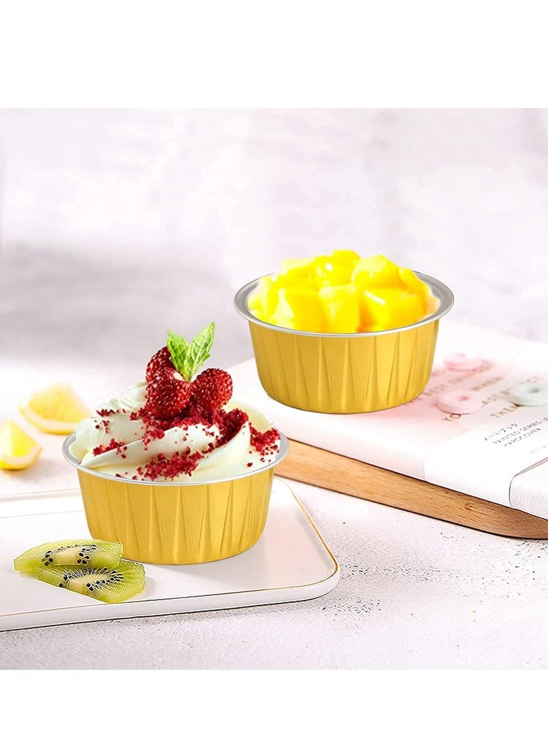 Oasisgalore 50pcs 5oz Mini Aluminum Pans with Lids Foil Cups Dessert Cups for Cheesecakes and More(Gold)  - Image 2