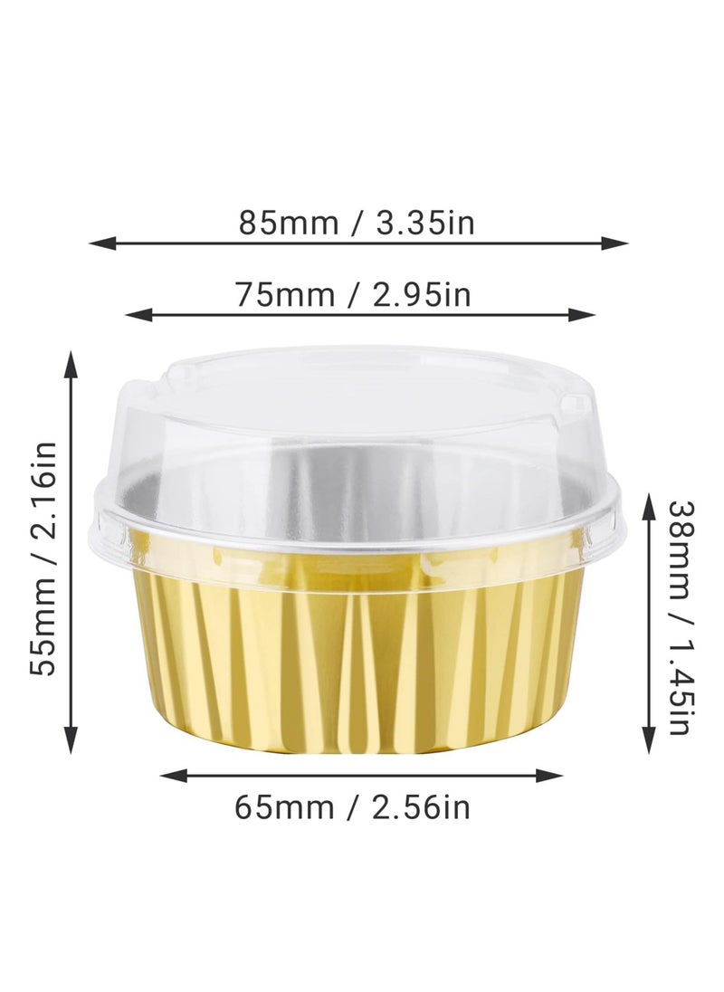 Oasisgalore 50pcs 5oz Mini Aluminum Pans with Lids Foil Cups Dessert Cups for Cheesecakes and More(Gold)  - Image 5