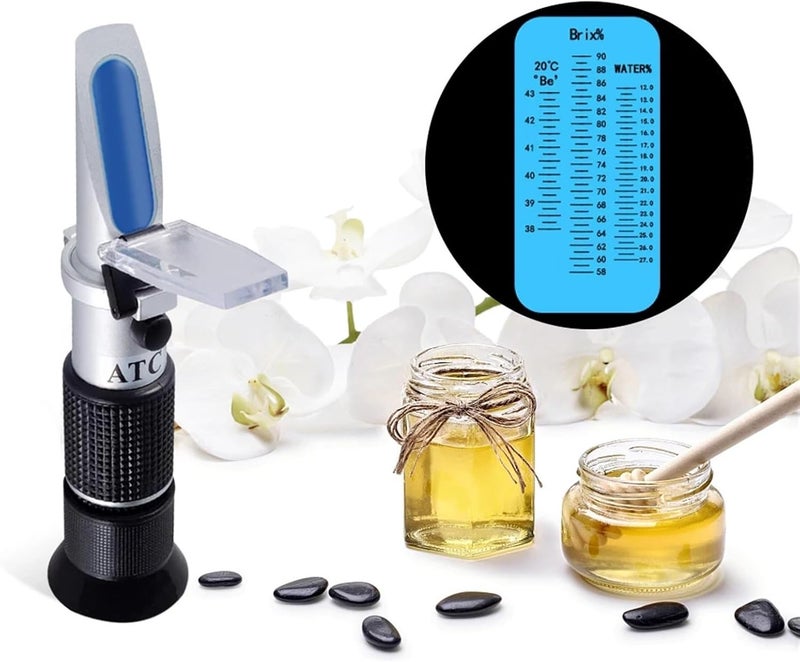 Refractometer, 3 in 1 Honey Refractometer Brix 58~92% Hand Held ATC for Honey Moisture Brix and Baume Tester for Honey Moisture Brix and Baume for Fruit, Homebrewing, Juice, Vegetables - Image 1