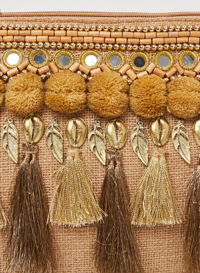 Styli Embroidered Tassel Clutch - Image 3