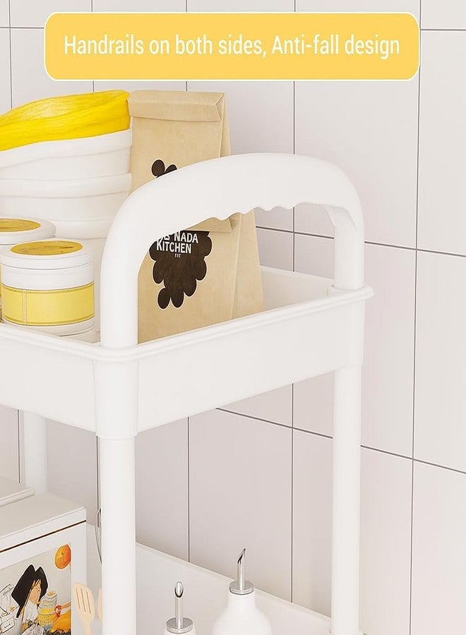 Lukzer 3-Tier Multipurpose Plastic Storage Rack with Wheels & Side Hooks | Rolling Utility Organizer Shelf for Kitchen, Bathroom, Office & Home Use – 34.5 x 25.5 x 76 cm (White) CH-094 - Image 5