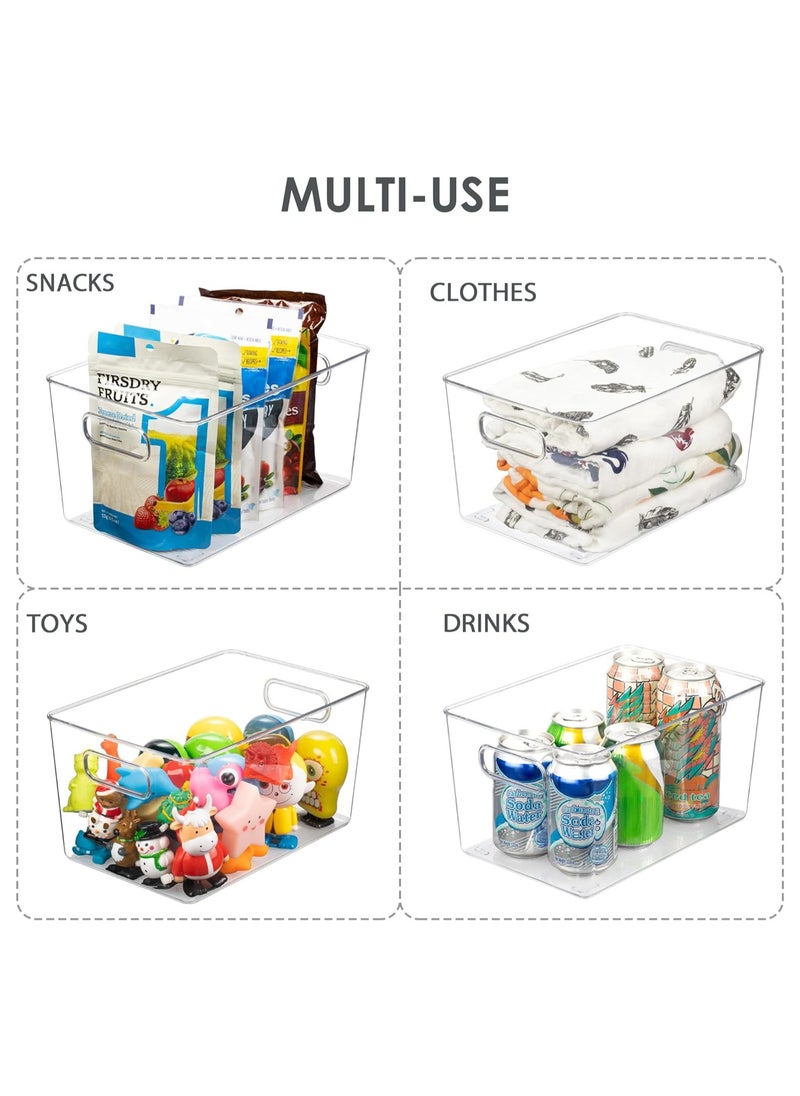 Folanry - 4 Packs Clear Plastic Storage Bins,Kitchen Pantry Cabinet Organization,Stackable Durable Containers for Kitchen, Washroom, Refrigerator and Utensils Organization - Image 1