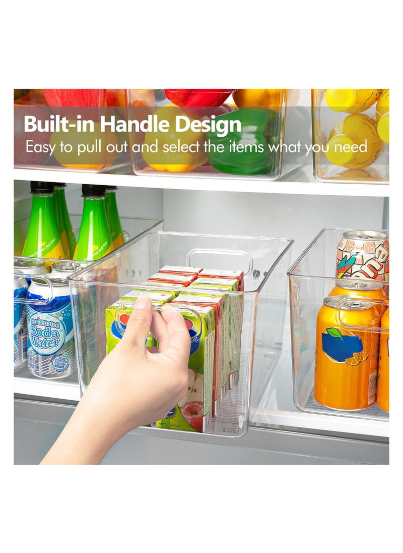 Folanry - 4 Packs Clear Plastic Storage Bins,Kitchen Pantry Cabinet Organization,Stackable Durable Containers for Kitchen, Washroom, Refrigerator and Utensils Organization - Image 1