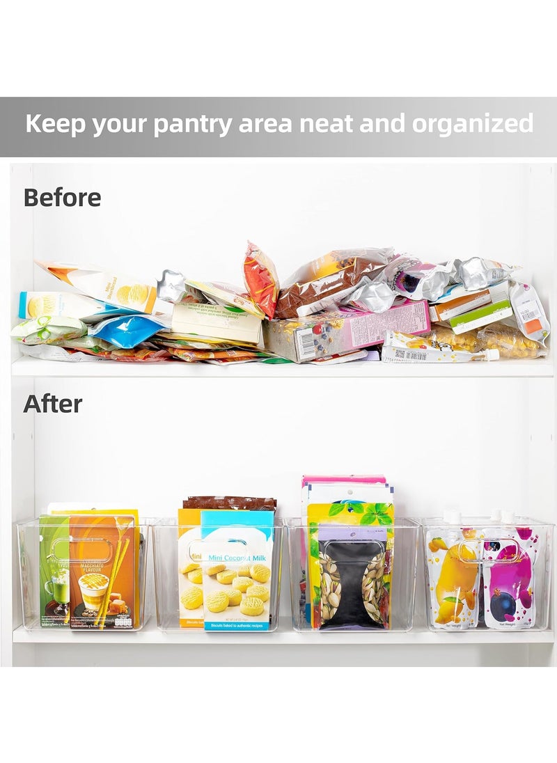 Folanry - 4 Packs Clear Plastic Storage Bins,Kitchen Pantry Cabinet Organization,Stackable Durable Containers for Kitchen, Washroom, Refrigerator and Utensils Organization - Image 1