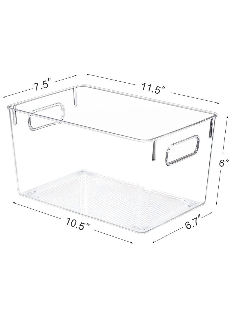 Folanry - 4 Packs Clear Plastic Storage Bins,Kitchen Pantry Cabinet Organization,Stackable Durable Containers for Kitchen, Washroom, Refrigerator and Utensils Organization - Image 1
