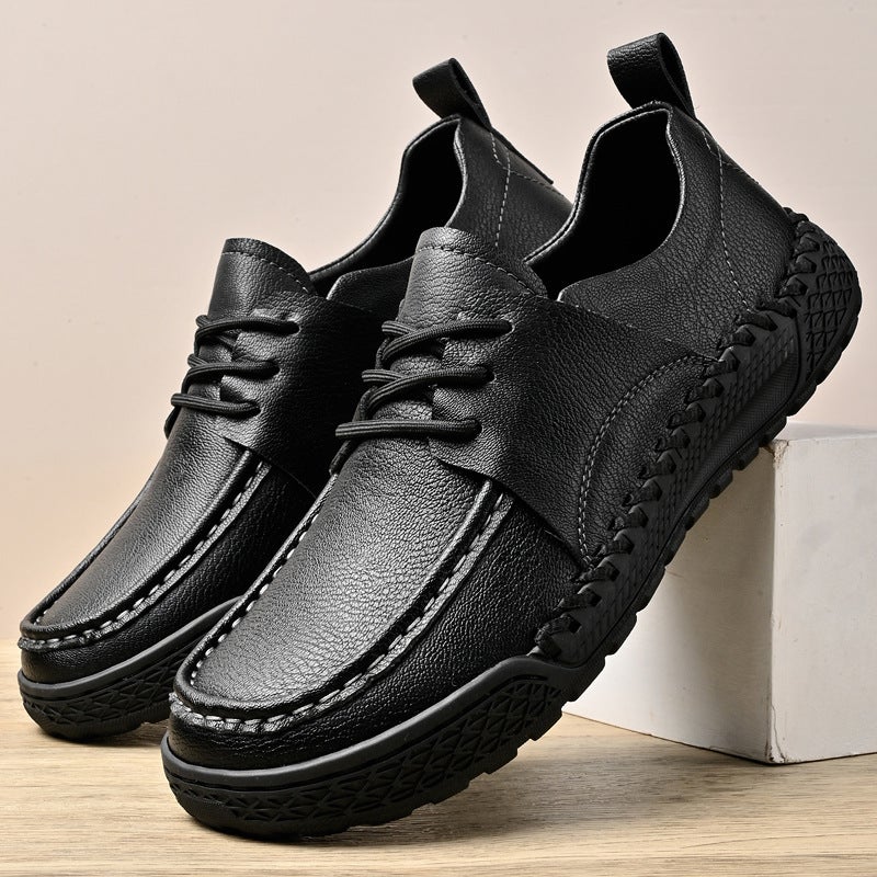 New Leather Shoes, Stitched Shoes, Popular Casual Leather Shoes For Men And Women, Low-Top Lace-Up Versatile Outdoor Shoes - Image 4