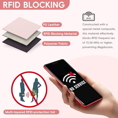 Pomelo Best Small Wallet Women RFID Blocking Bifold Leather Wallets for Women Credit Card Holder with ID Window Zipper Coin Pocket Pink - Image 5