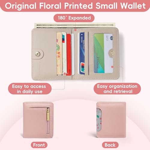 Pomelo Best Small Wallet Women RFID Blocking Bifold Leather Wallets for Women Credit Card Holder with ID Window Zipper Coin Pocket Pink - Image 4