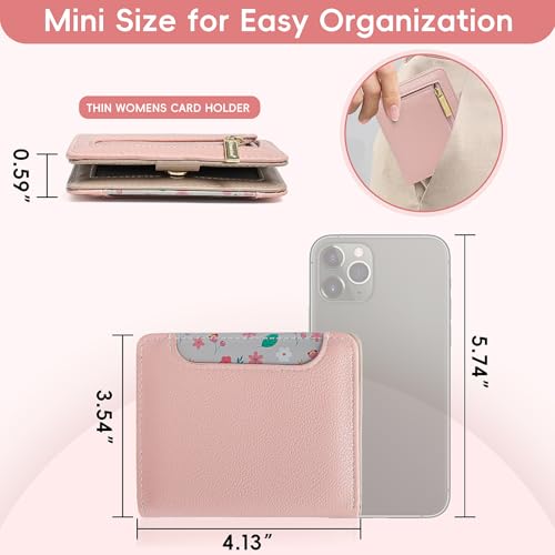 Pomelo Best Small Wallet Women RFID Blocking Bifold Leather Wallets for Women Credit Card Holder with ID Window Zipper Coin Pocket Pink - Image 2