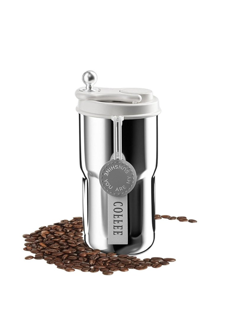 CMGTYYD 420ml Insulated Travel Coffee Mug,Stainless Steel Vacuum Coffee Cup Durable Leakproof Tumbler Thermal Mug Easy Grip Portable Insulated Mug Vehicle-Mounted Cold Water Retaining Trip Cup-Sliver  - Image 1
