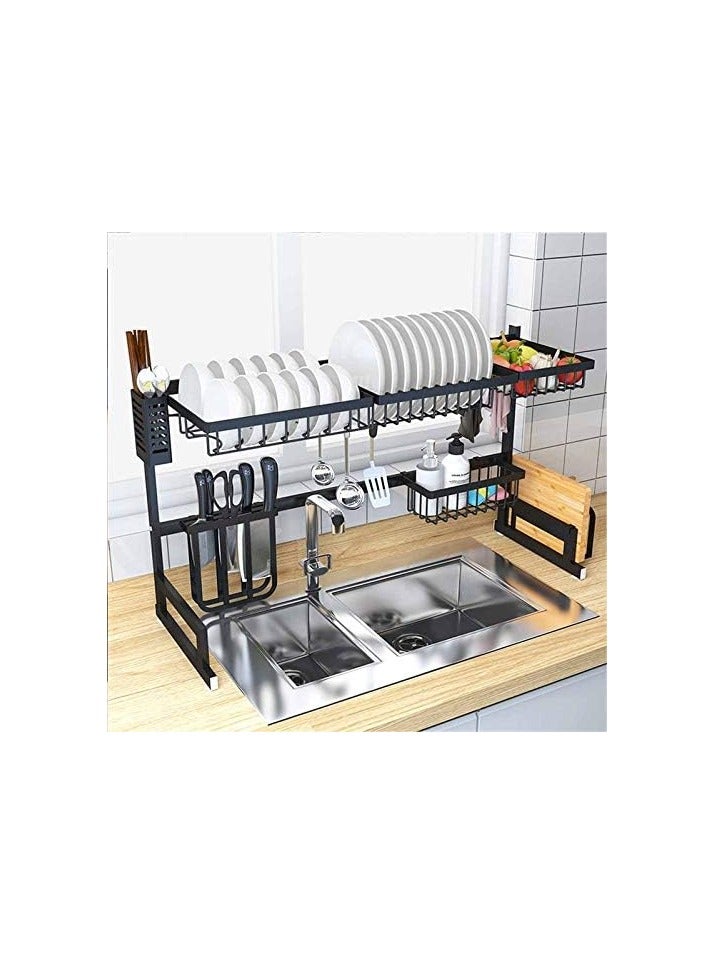 Over-Sink Stainless Steel Shelf Organizer - 65/85cm Adjustable Kitchen Storage for Dish Drying & Essentials - Image 1