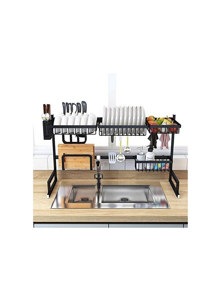 Over-Sink Stainless Steel Shelf Organizer - 65/85cm Adjustable Kitchen Storage for Dish Drying & Essentials - Image 3