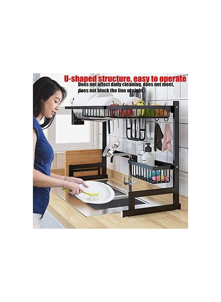 Over-Sink Stainless Steel Shelf Organizer - 65/85cm Adjustable Kitchen Storage for Dish Drying & Essentials - Image 4