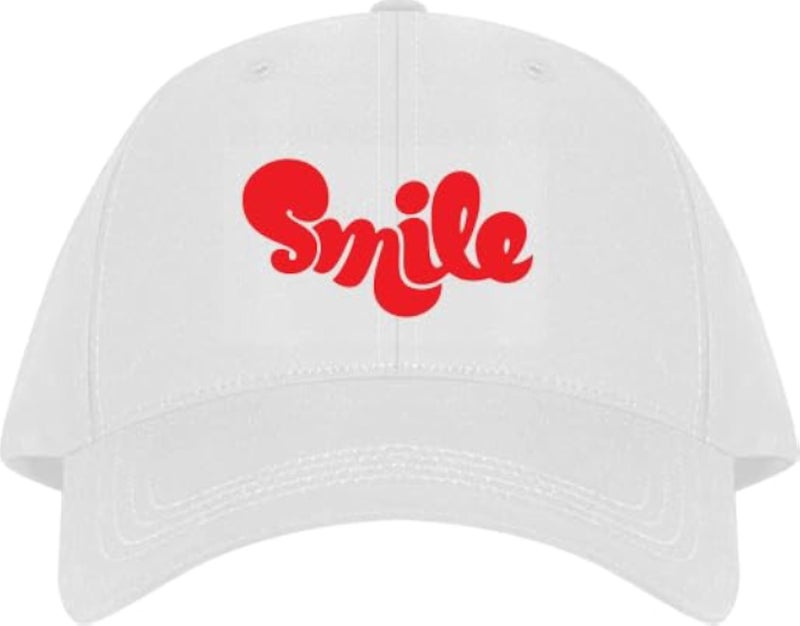 Smile Plain unisex baseball cap White
