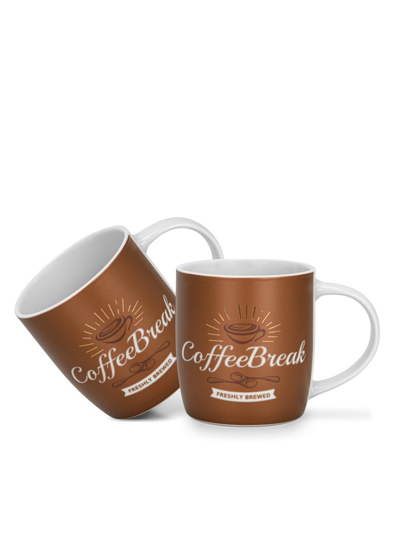 Fissman أكواب من قطعتين سعة 310 مل قهوة بريك من البورسلين الجديد - Image 1