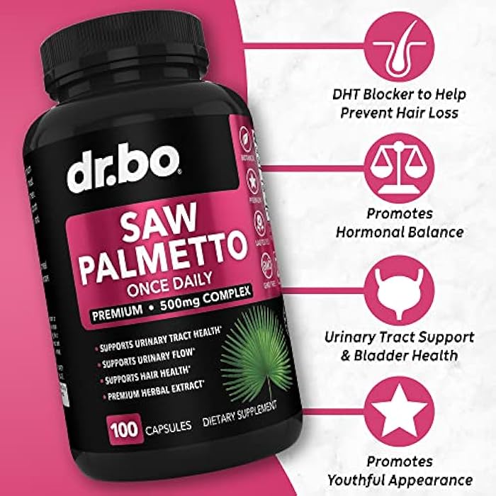 dr.bo Saw Palmetto for Women Hair Loss - DHT Blocker for Women Natural Growth Plus Bladder Control Supplements Complex - Pure Saw Palmetto Hair Loss Supplement Capsules Support Extract & Urination Pills Aid - Image 2