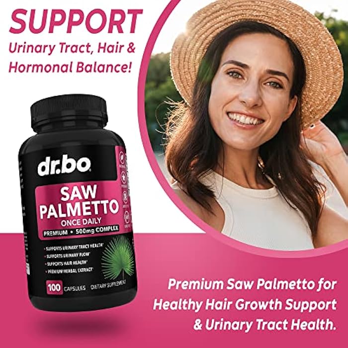 dr.bo Saw Palmetto for Women Hair Loss - DHT Blocker for Women Natural Growth Plus Bladder Control Supplements Complex - Pure Saw Palmetto Hair Loss Supplement Capsules Support Extract & Urination Pills Aid - Image 3