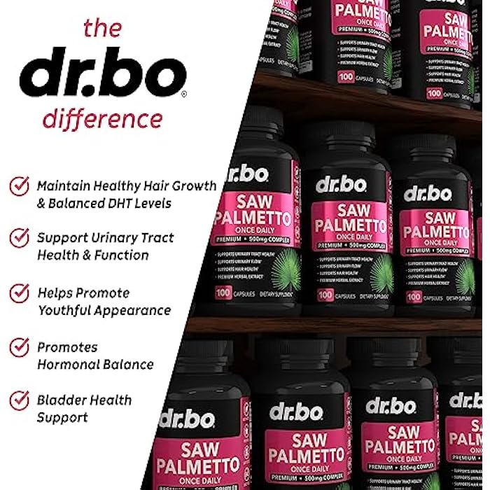 dr.bo Saw Palmetto for Women Hair Loss - DHT Blocker for Women Natural Growth Plus Bladder Control Supplements Complex - Pure Saw Palmetto Hair Loss Supplement Capsules Support Extract & Urination Pills Aid - Image 4
