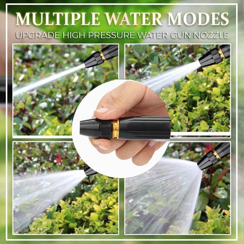 Kitssential® Brass Water Spray Nozzle, 1/2”, with ALL Attachments, Adjustable Water Jet Spray Gun, High Pressure, For Garden, Wash Bike-Car-Pets, 1/2" Half inch Black Nozzle + All Connectors clamp (Black Pen Nozzle with 3 Attachments) - Image 2