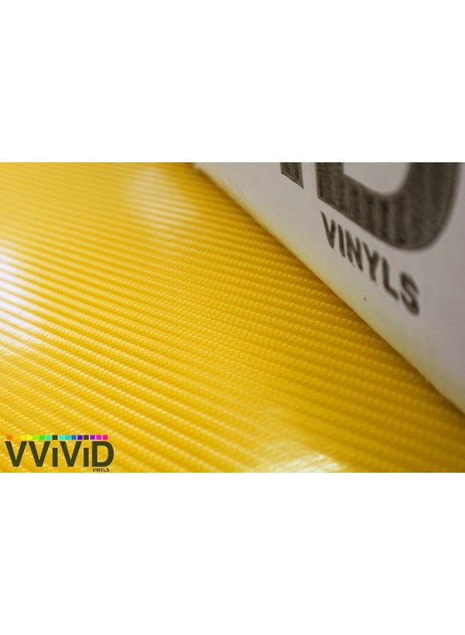 VViViD Yellow Carbon Fiber 60" x 1ft Car Wrap Vinyl Roll with Air Release 3MIL-8 - Image 4
