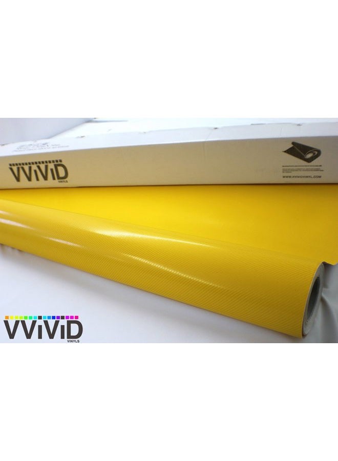 VViViD Yellow Carbon Fiber 60" x 1ft Car Wrap Vinyl Roll with Air Release 3MIL-8 - Image 2