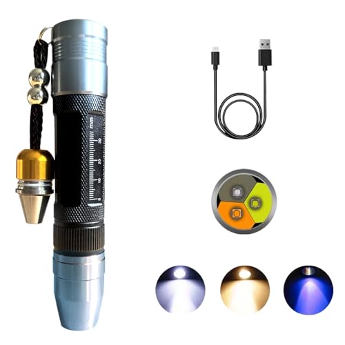 YZYOE LED Rechargeable Three Light Source Jade and Jewelry Appraisal Flashlight, 365NM Ultraviolet Gemstone Jade Beeswax Detector, White, Yellow, and 365 Purple Light Multifunctional Flashlight. - Image 1