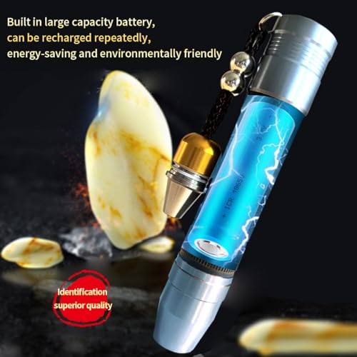 YZYOE LED Rechargeable Three Light Source Jade and Jewelry Appraisal Flashlight, 365NM Ultraviolet Gemstone Jade Beeswax Detector, White, Yellow, and 365 Purple Light Multifunctional Flashlight. - Image 4