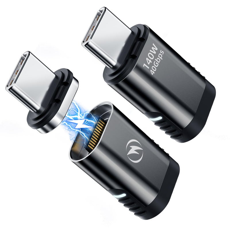 DuHeSin USB C Magnetic Adapter, 2 Pack, 24 Pin Straight with PD 140w Charge USBC 4 40Gbps Data Transfer 8K 60Hz Video for Thunderbolt 3/4, MacBook Pro/Air and More Type C Devices - Image 1