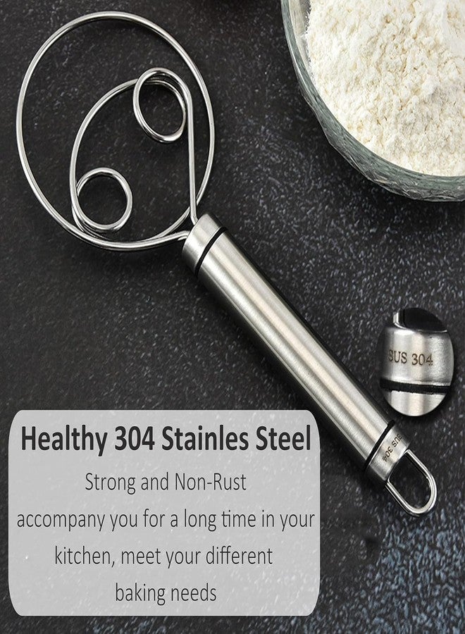 KIRMIT® Dough Whisk Food Grade 304 Stainless Steel Hand xer Bread Whisk 8.5 Inch Danish Whisk Dough Scraper Baking Tool for Bread Pastry or Pizza Dough Silver,1 Piece - Image 5